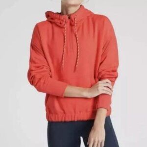 Athleta Ascend Warm Up Hoodie Women's XS Boxy Passionfruit‎ Coral Sweatshirt
